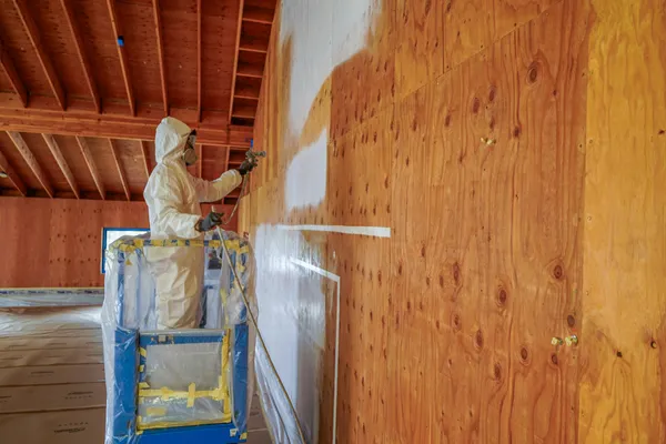 Commercial painting North Corvallis — Spraying Barn Interior